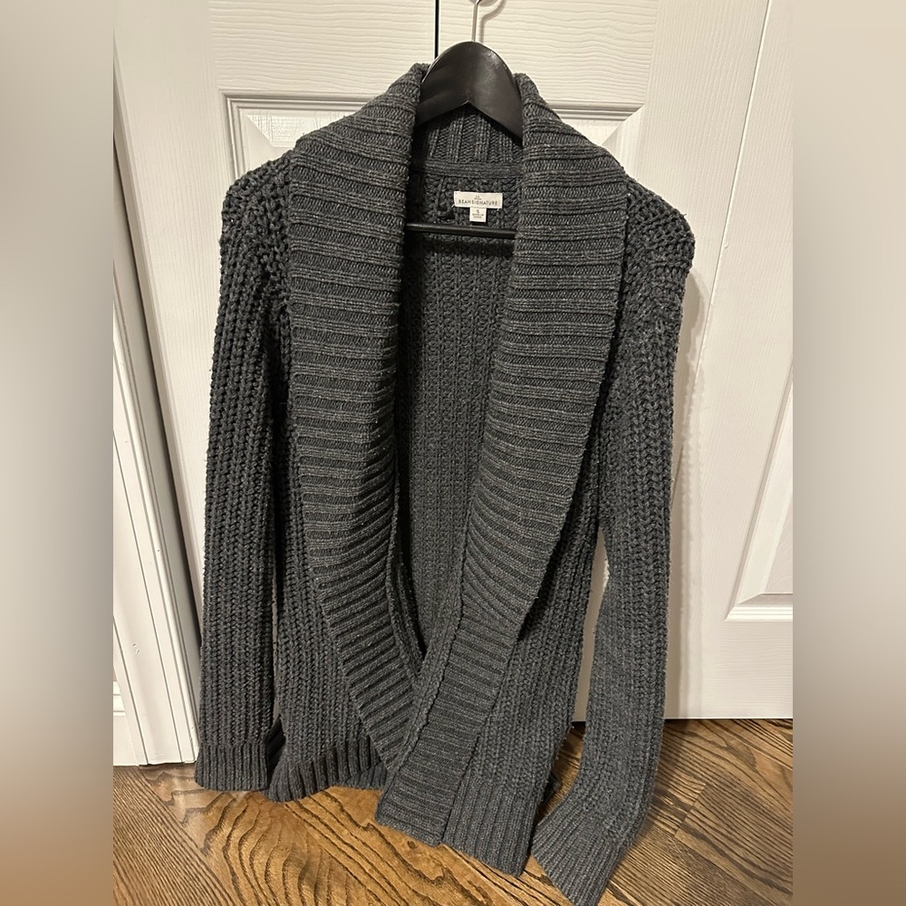 LL Bean Signature wool open front sweater.